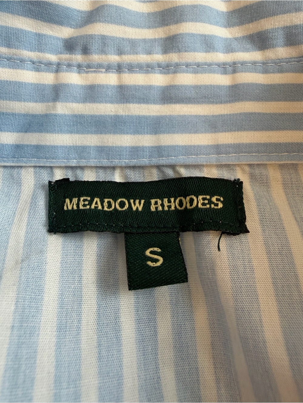 Meadow Rhodes Anthropologie Cotton Light Blue Stripe Cinched Shirt Midi Dres - Picture 5 of 9